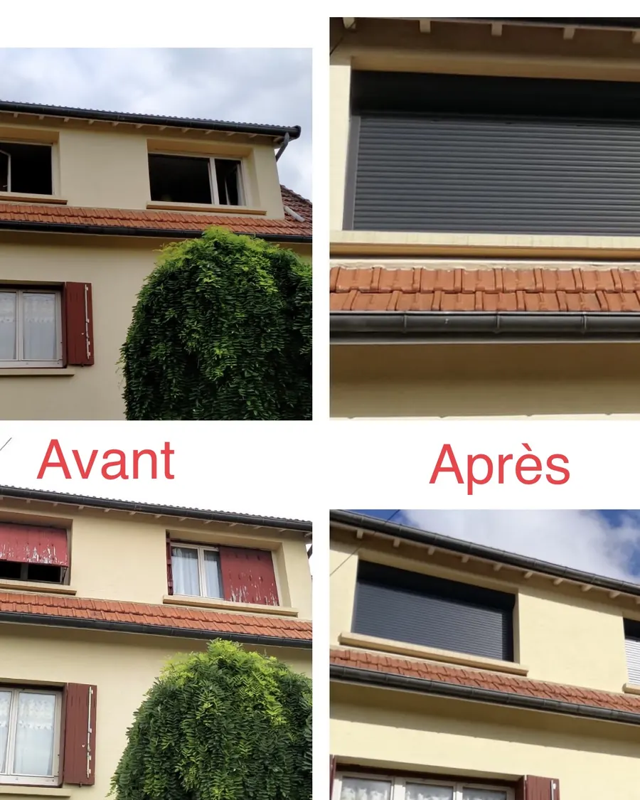 Façade avant et après remplacement des volets roulants